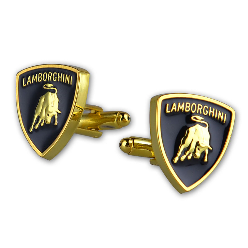 Anti-Tarnish Zinc Alloy Cufflinks with 3D Enamel & Laser-Engraved Logo, Polished Dress Shirt Buttons for Men's Wedding and Business Suits