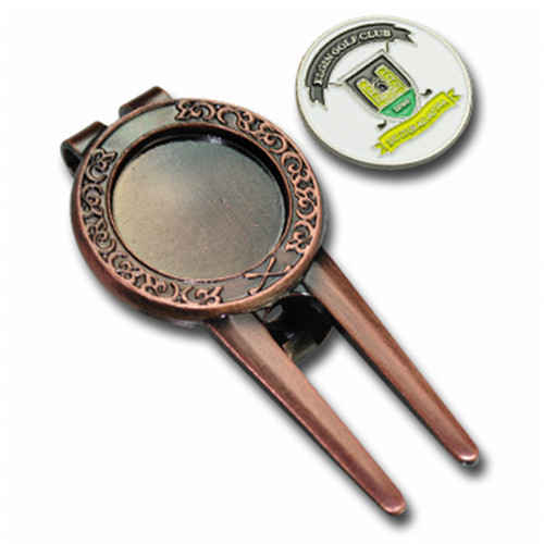 Enamel Logo Zinc Alloy Golf Divot Tool with Ball Marker, Colorful Pitch Fork Golf Course Divot Repair Tool for Golf Players in Window Box