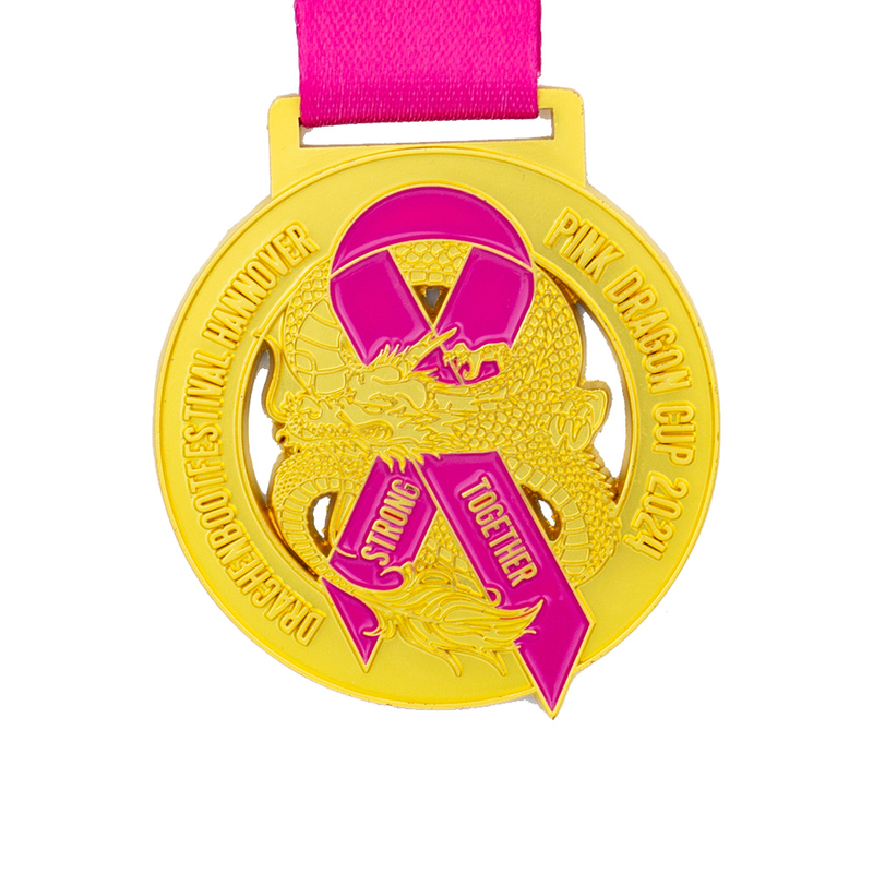 Breast Cancer Association Luxury Commemorative Medal with Polished Iron And Acrylic Display Case, Suitable for Special Awards And VIP Ceremonies.