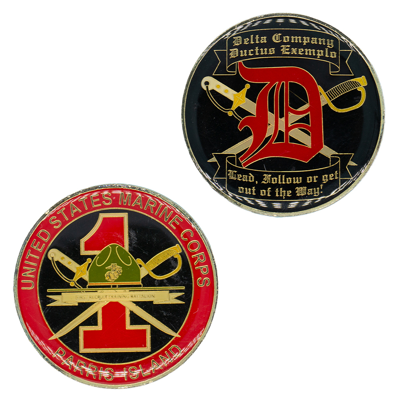 Tactical Delta Company Leadership Custom Coin with 3D Cast Emblem and Antique Gunmetal Finish, Latin Motto Commemorative for Unit Leadership Training and Team Cohesion Ceremonies