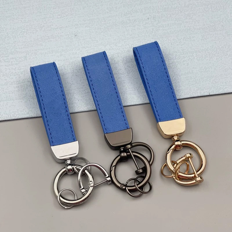 Custom Logo PU Leather Keychain for Car Keys Hot Stamping Luxury Promotional Gift Wholesale Bulk Order