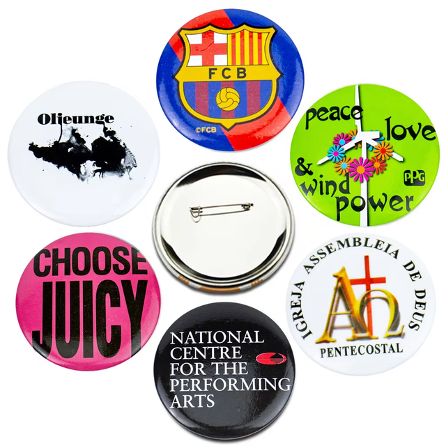 Tinplate Commemorative Button Badge with Aluminum Sand-finished Base And Back Clasp, Suitable for Ceremonies And Corporate Events