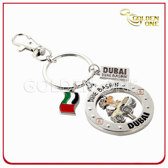 Customized Color Fill Nickle Plated Metal Souvenir Keychain