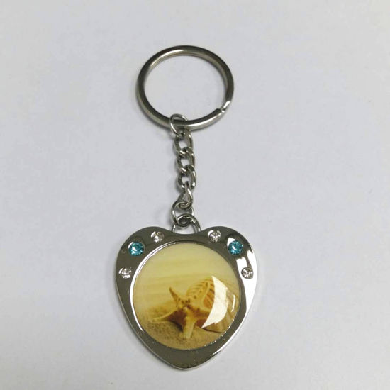 Custom Full Color Printed Epoxy Coated Heart Shape Metal Keychain