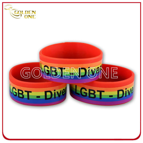 Custom Segmented Coloring with Logo Printed Silicone Wristband