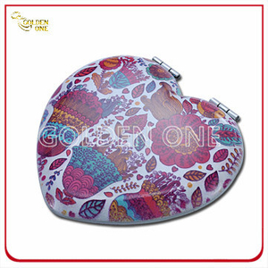 Personalized Printed Colorful Heart Shape Make up Mirror
