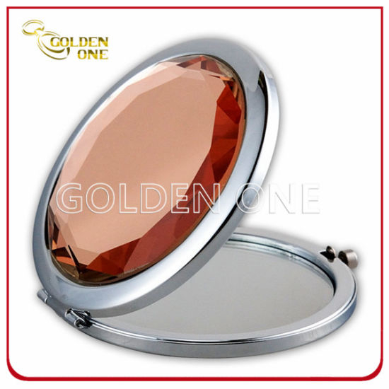 Promotional Gift Shiny Crystal Folding Metal Pocket Mirror