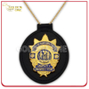 Custom Gold Plating Metal Police Security Military Badge with Leather Holder