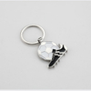 Nickel Plated Steering Wheel Zinc Alloy Key Chain with Compass
