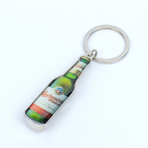 Sticker Drip Glue or Black Laser Engraved Bottle Opener Keychain with Accessories and Paper Card for Brand Promotion