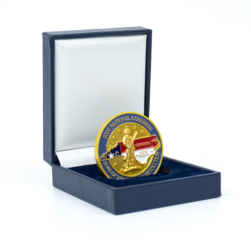 Corporate Challenge Commemorative Coin, Featuring A Copper 3D Design with A Flat Edge And A Velvet Presentation Box, Used To Recognize Employee Achievements And Commemorate Company Milestones