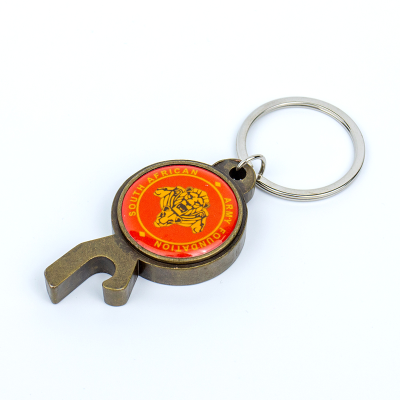 Tactical Military Style Zinc Alloy Bottle Opener Keychain, Heavy Duty Metal Enamel Coat Key Ring with Opener, Army Themed Collectible Souvenir Gift for Fans & Veterans