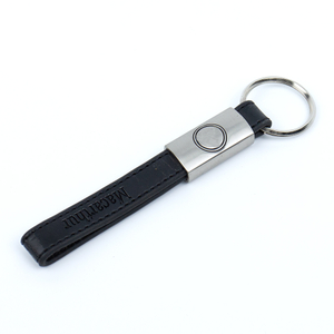 Layered Leather & Zinc Alloy Keychain, Laser-Engraved Geometric Pendant with Detachable Chain for Business Men Gifts and Office Essentials