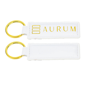 Laser Engraved Full Grain Leather Keyring Featuring Hand-Stitched Edge and Velvet Pouch for Luxury Retail