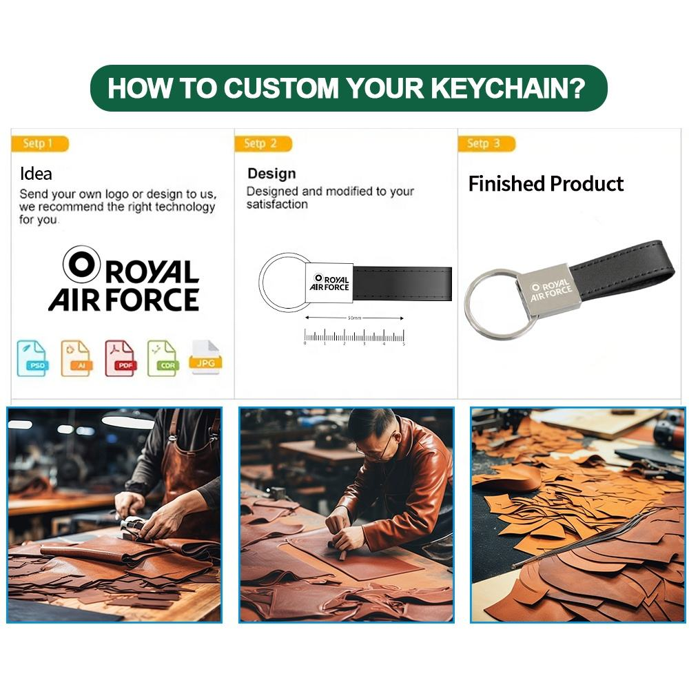 Custom Logo Luxury PU Leather Keychain with Glossy Oil Edge and Cardboard Box for Corporate Branding Gifts