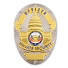 Authorized Justice Security Officer Badge with Intaglio Engraving and Dual-Tone Plating, Formal Court Enforcement Insignia for Judicial Security and Legal Proceedings