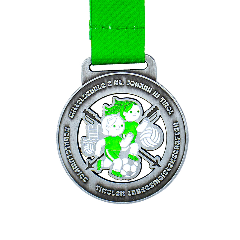 Personalized matte black zinc alloy Sports Championship team logo medal