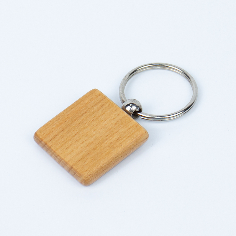 High Quality Blank Rectangle Shape Olive Wooden Key Chain Etched Laser Dark Color Wood Key Ring Engrave Wood Keychain