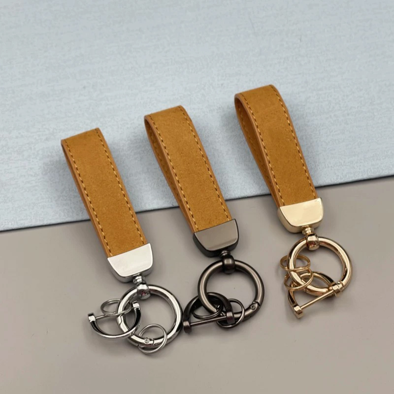 Custom Logo PU Leather Keychain for Car Keys Hot Stamping Luxury Promotional Gift Wholesale Bulk Order