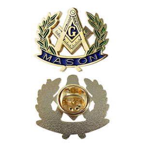 Masonic Emblem Lapel Pin with Polished Copper Finish and Safety Pin Backing for Lodge Meetings and Ritual Ceremonies