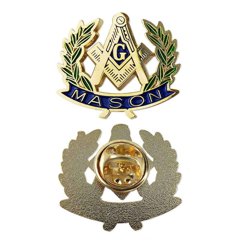 Masonic Emblem Lapel Pin with Polished Copper Finish and Safety Pin Backing for Lodge Meetings and Ritual Ceremonies