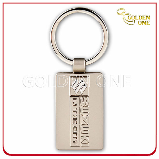 Rectangle Custom Engraved Sandblast Finish Metal Key Ring