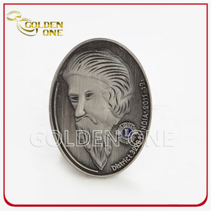 Best Selling Cheap 3D Antique Silver Zinc Alloy Metal gus johnson lapel pin 