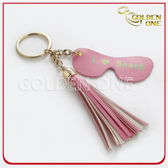 Best Seller Heart Charm PU Leather Tassel Keychain