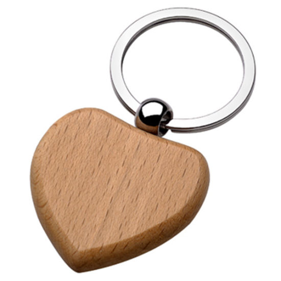 Custom Style Heart Shape Metal Wooden Keyring