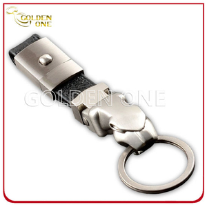 Custom Leopard Shape Deluxe Brushed Metal Leather Keychain