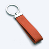 Debossed Printed Logo Chrome Plated Leather Keychain