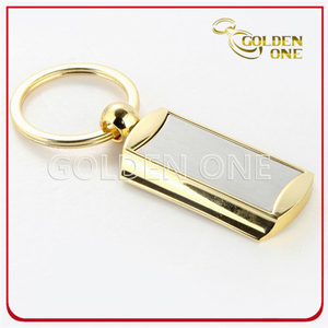 Fashion Heavy Weight Oblong Gold Plated Metal Keychain