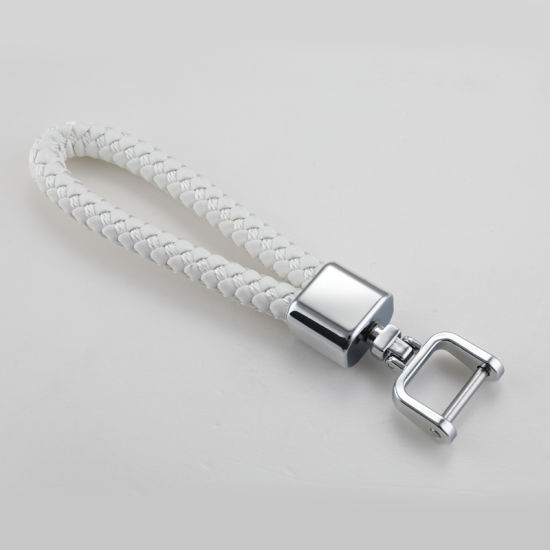 Nickel Plated Steering Wheel Zinc Alloy Key Chain with Compass