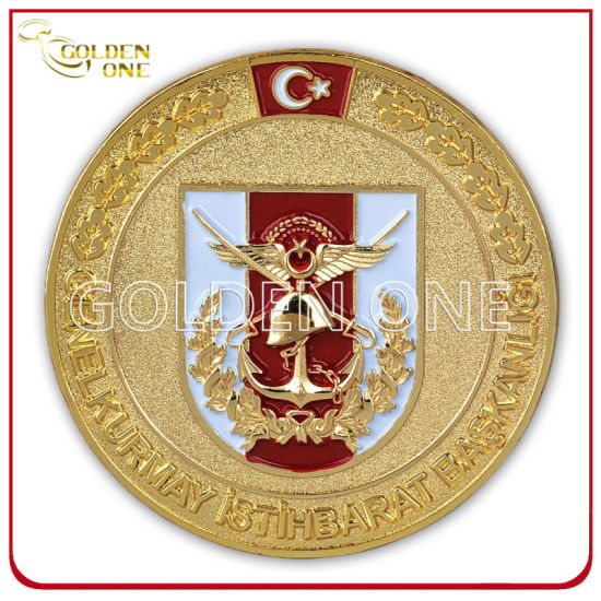 Custom Gold Plated & Sandblasted Finish Military Army Coin