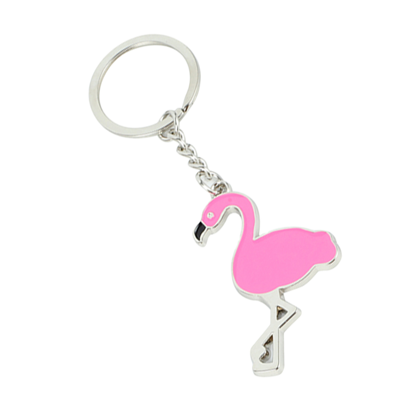 Custom Animal Cartoon-Painted Metal Keyring with Four-Section Chain and Round Ring Ideal for Event Giveaways and Zoo Souvenirs