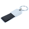 Minimalist Real Cowhide Leather Keychain with Polished Edge on Custom Paper Card for Boutique Display
