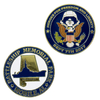 Naval Service Anniversary USS Alabama Challenge Coin with Deep-Etched Hull Detail and Navy Blue Enamel Fill, Warship Heritage Commemorative for Naval Reunions and Maritime Museum Displays