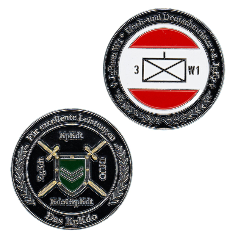 Tactical German Military Unit Command Challenge Coin with Satin Brushed Finish and Etched Insignia Details, Tactical Chain of Command Commemorative for Military Exercises and Officer Training Events