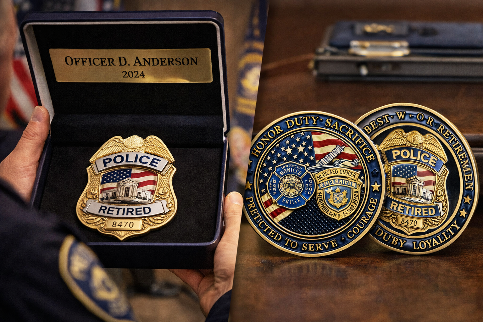 Police retirement badge presentation