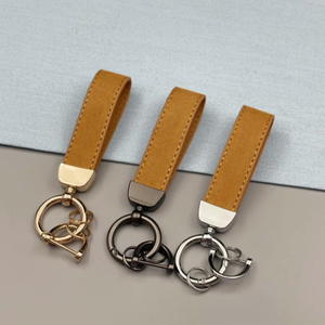 Custom Logo PU Leather Keychain for Car Keys Hot Stamping Luxury Promotional Gift Wholesale Bulk Order