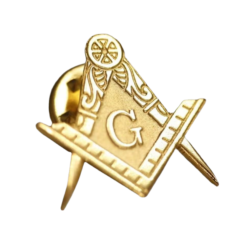 Official Freemasonry Lapel Pin with Gold Plated Finish and Velvet Box Packaging for Award Ceremonies and Gift Giving