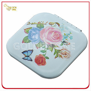 Vintage Style Personalized Printed Square Make up Mirror