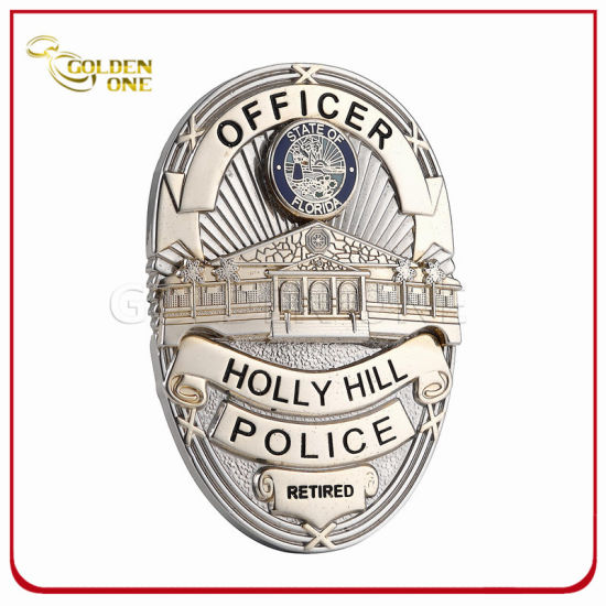 Souvenir Gift Custom Logo 3D Gold Plated Navy Enamel Security Officer Military Metal Police cheap badges