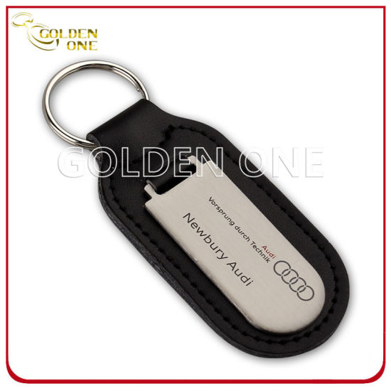 Promotion Gift Leather Key Fob with Blank Brush Metal