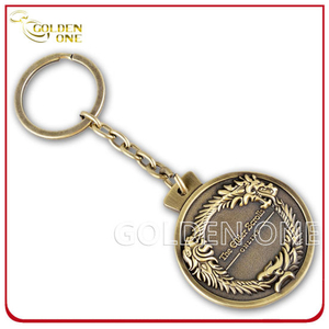 Custom Embossed Logo Antique Bronze Finish Metal Key Ring