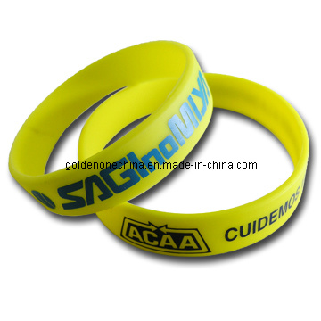 Personalized Colour Mixture Silk Screen Embossed Rubber Wristband