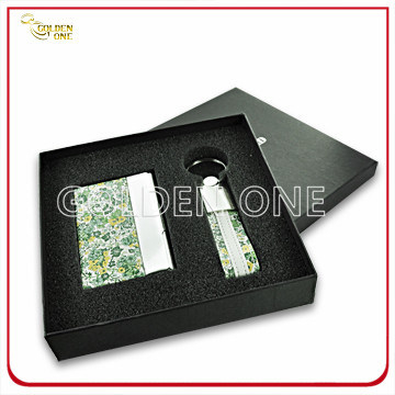 Fancy Design Leather Card Case and Key Ring Executive Gift