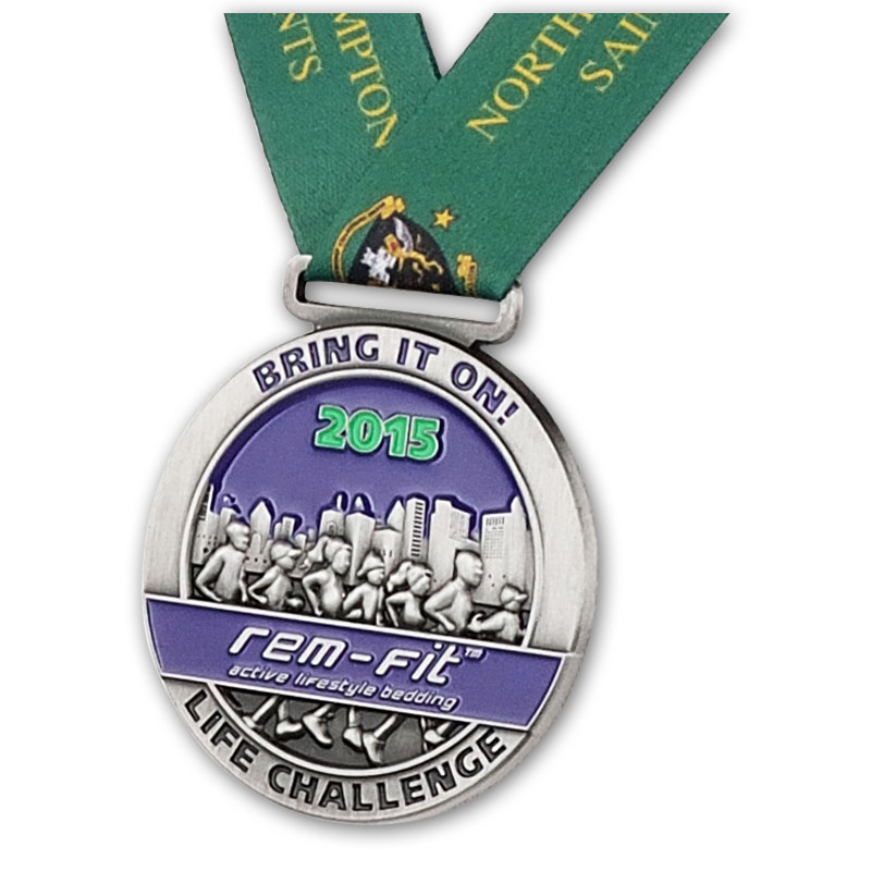 Marathon Finisher Achievement Medal with Iron Construction and Color Enamel for Race Events and Athletic Accomplishments