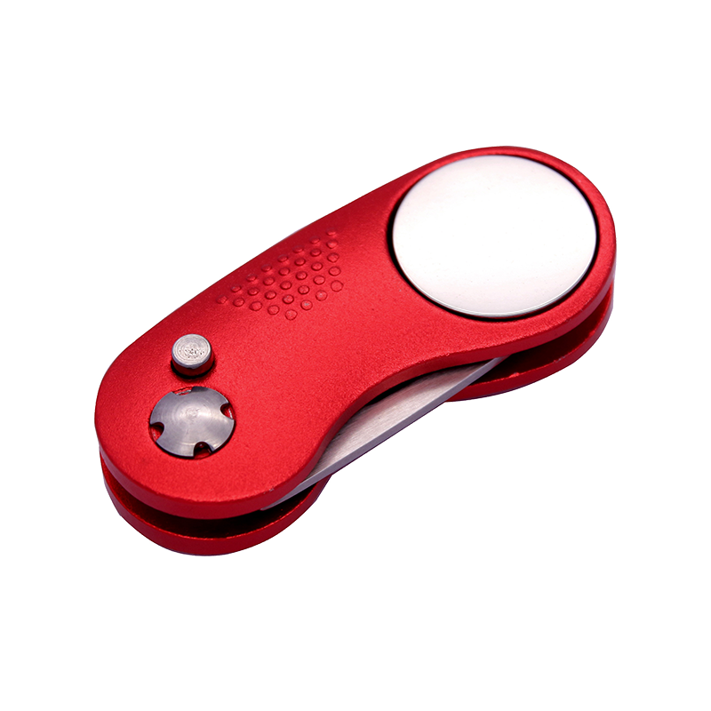 Foldable Plastic & Zinc Alloy Golf Divot Repair Tool, Portable Pitch Fork Divot Fixer for Golf Travel and Course Maintenance in Paper Box