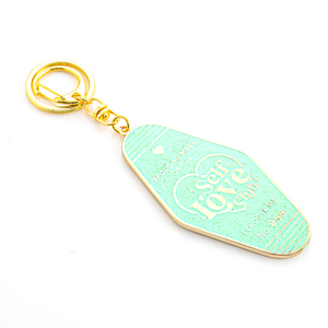 Sentimental Message Zinc Alloy Motor Hotel Keychain with Embossed Unique Serial Number, Tactile Raised Letter Key Ring for Romantic Keepsake or Personal Reminder